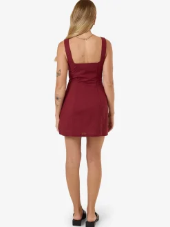Online Thrills Elsie Square Neck Dress - Dark Cherry DarkCherry