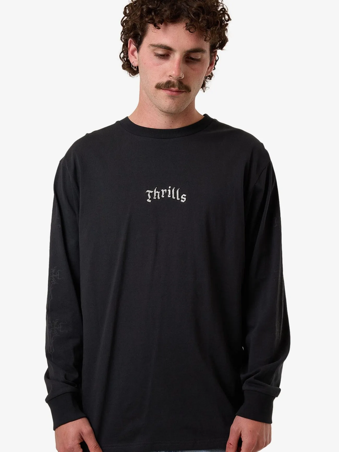 Fashion Thrills Filter Oversize Fit Long Sleeve Tee - Faded Black FadedBlack