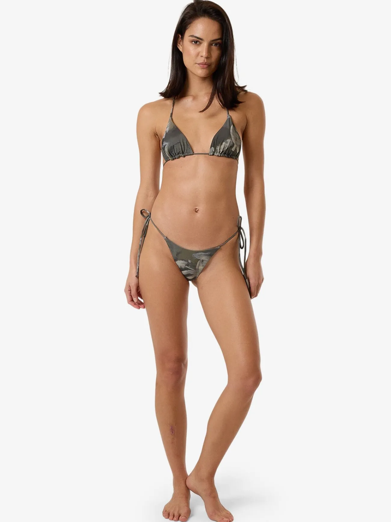 Outlet Thrills Flora Haze Micro String Bikini Bottom - Brindle