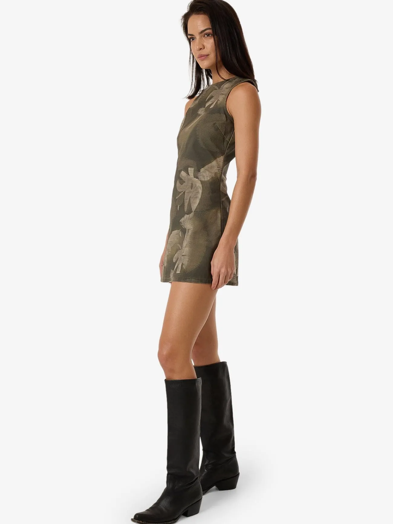 Online Thrills Flora Haze Sateen Dress - Brindle