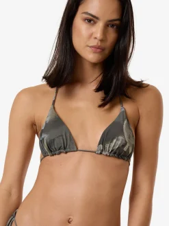 New Thrills Flora Haze String Bikini Top - Brindle