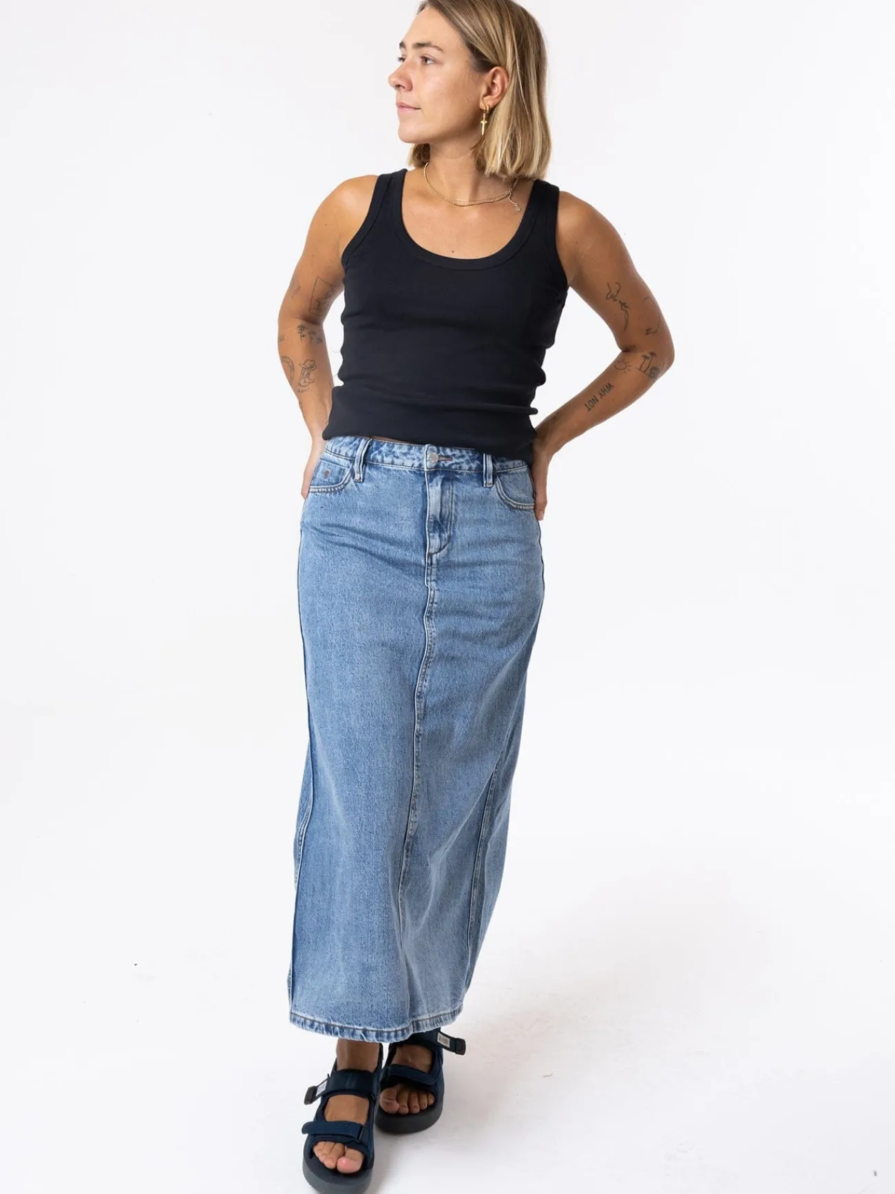 Discount Thrills Frankie Skirt - Vintage Timeworn Blue VintageTimewornBlue