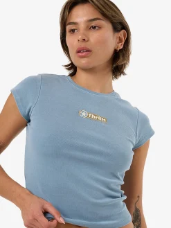 Hot Thrills Gazed Club Tee - Stone Blue StoneBlue