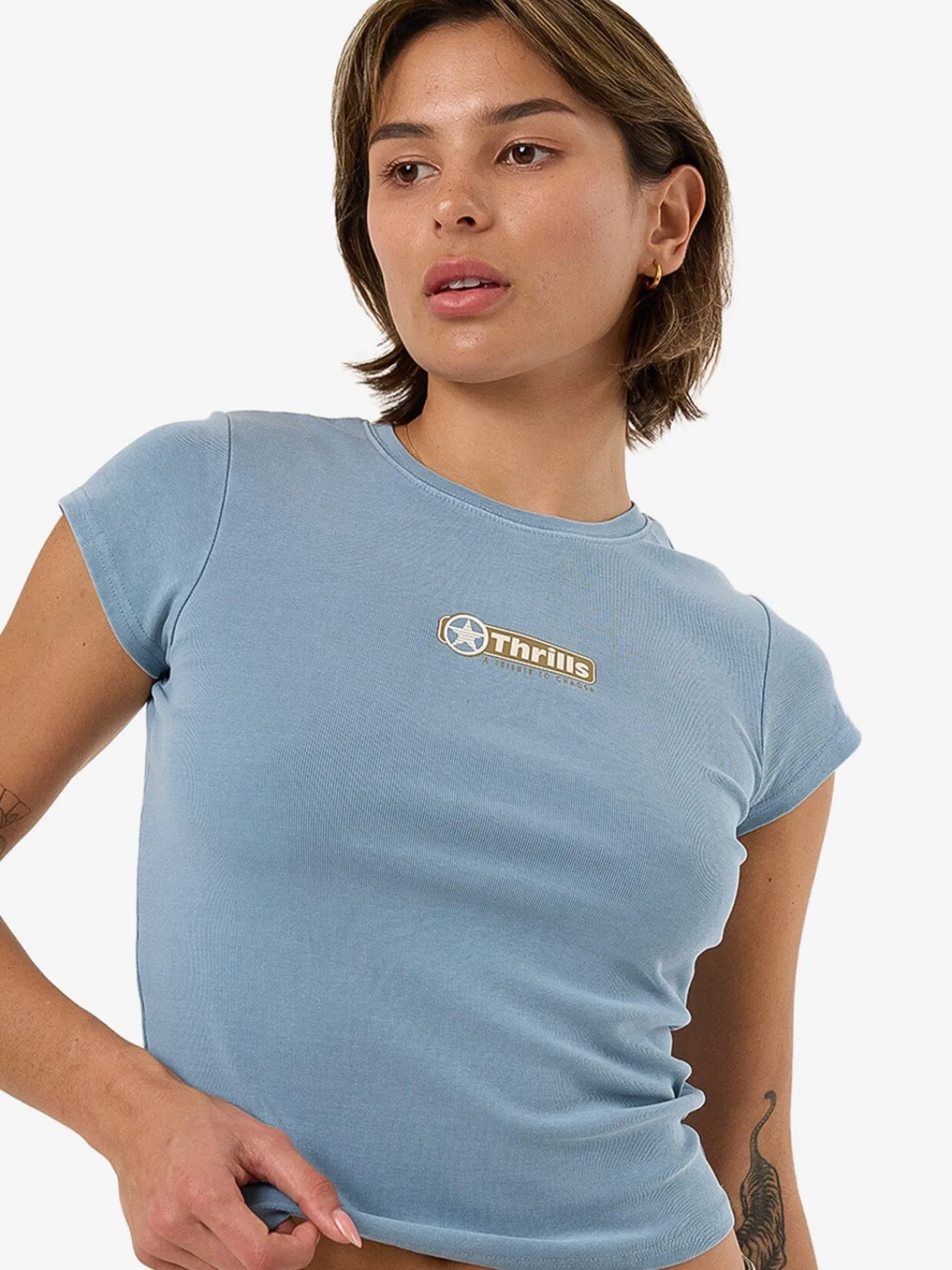 Hot Thrills Gazed Club Tee - Stone Blue StoneBlue