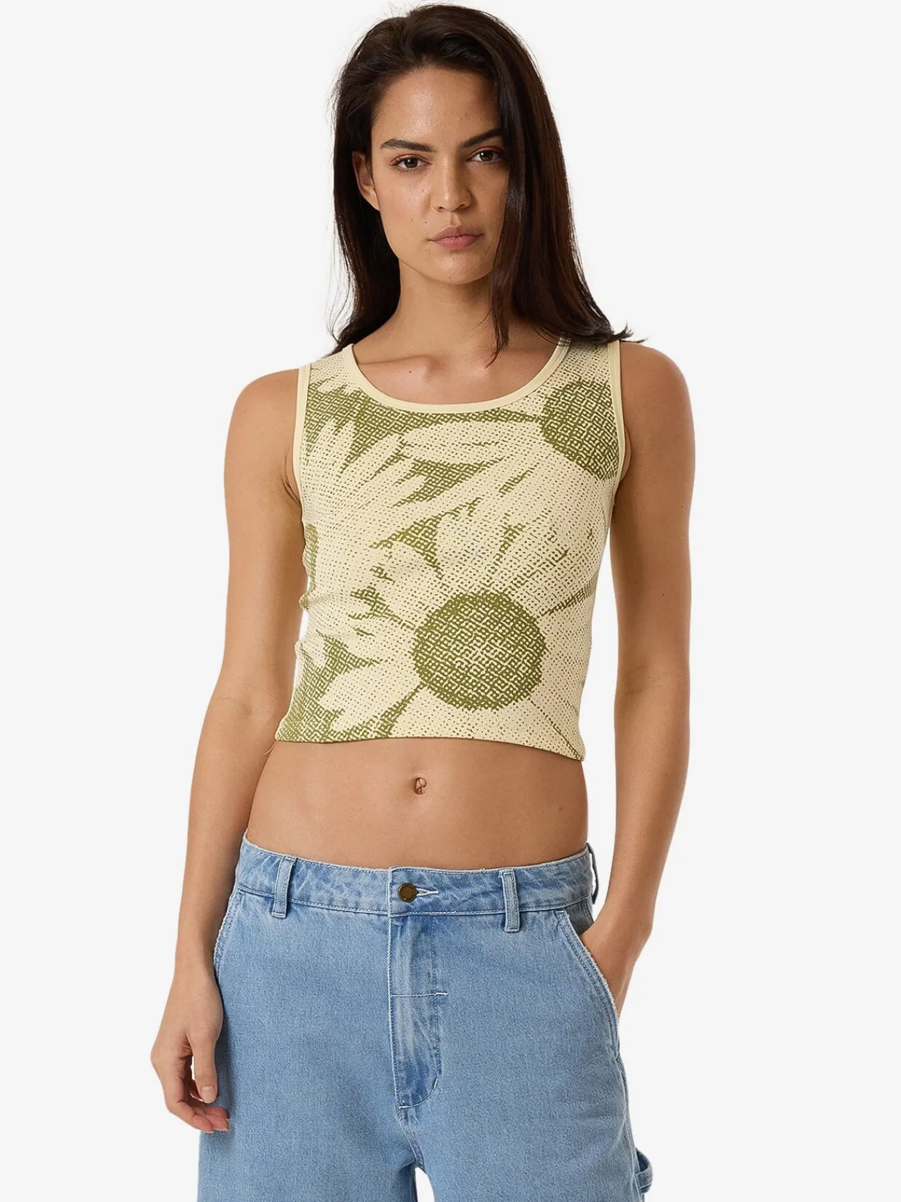 Hot Thrills Halftone Daze Y2K Tank - Butter