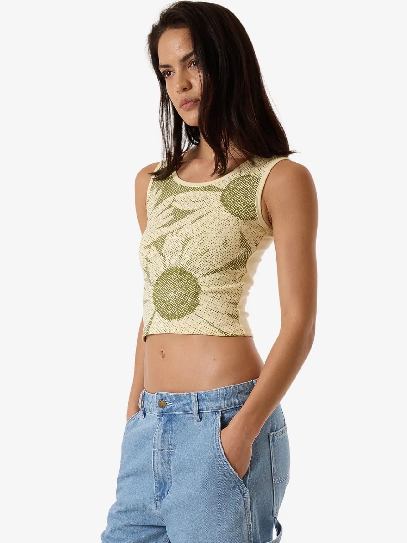 Hot Thrills Halftone Daze Y2K Tank - Butter