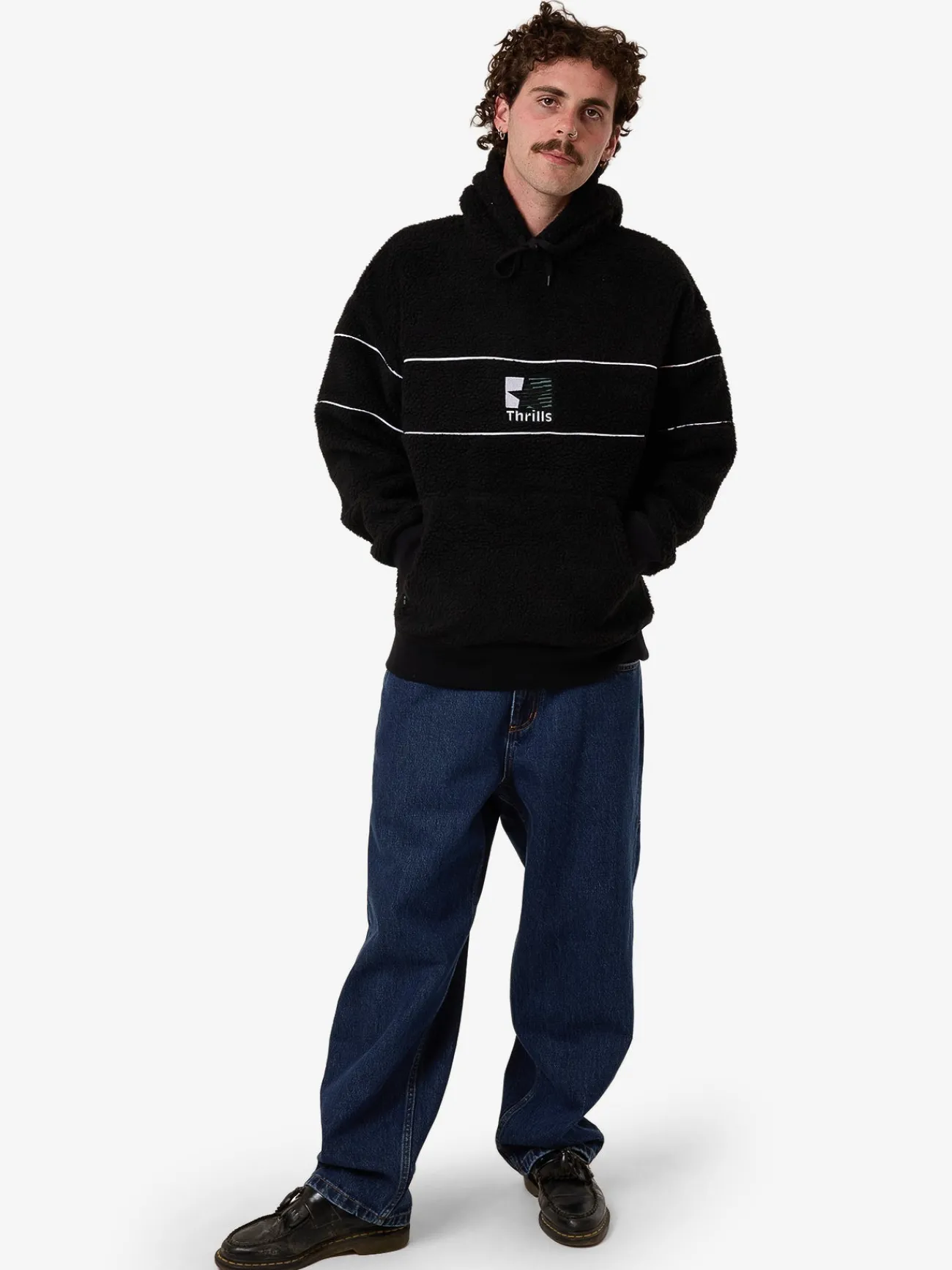 New Thrills Hazed Slouch Hood Polar Fleece - Black