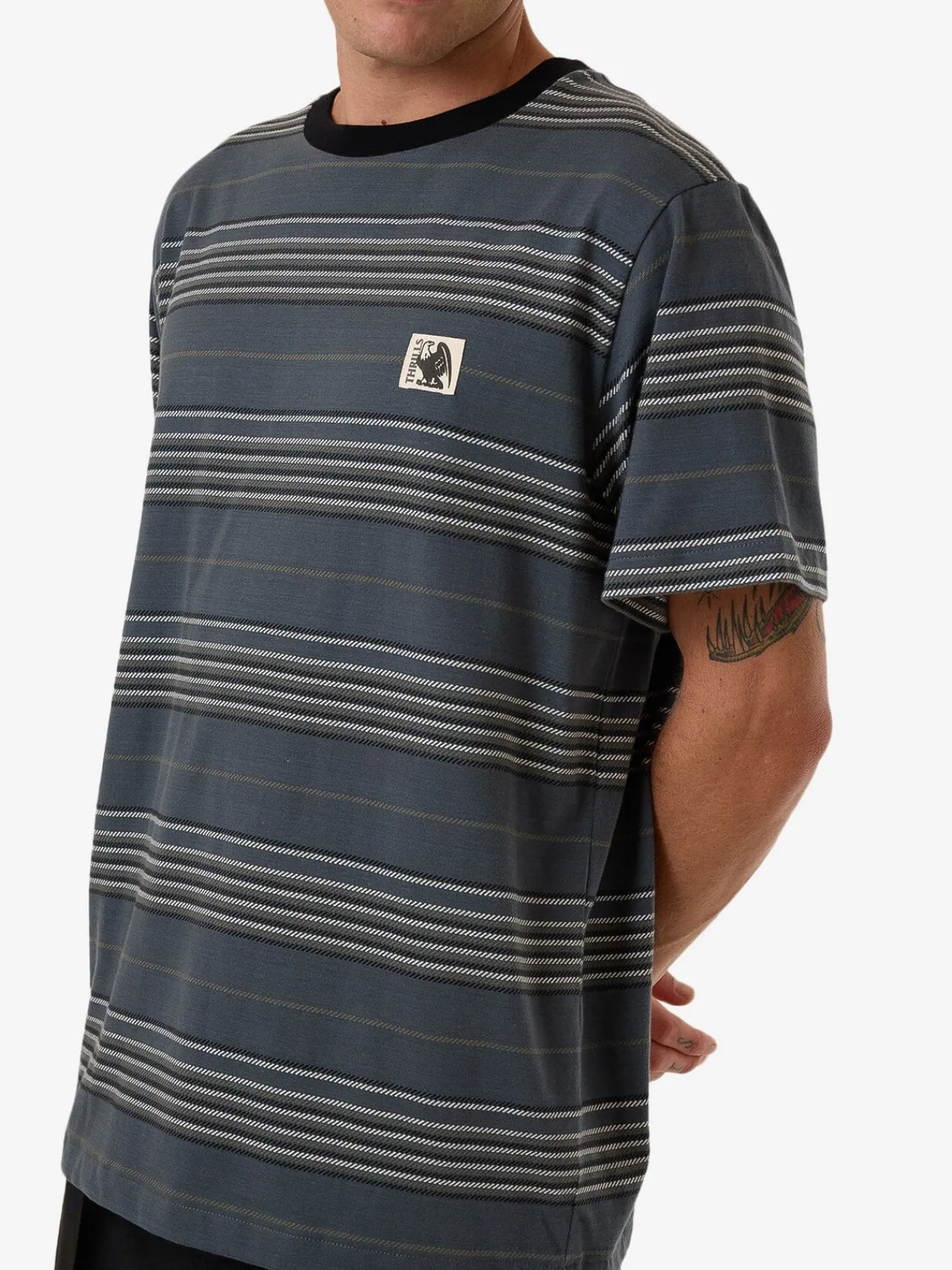 Outlet Thrills Heavy Times Stripe Merch Fit Tee - Light Petrol LightPetrol