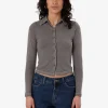 Sale Thrills Hemp Collared Long Sleeve - Grey Ash GreyAsh