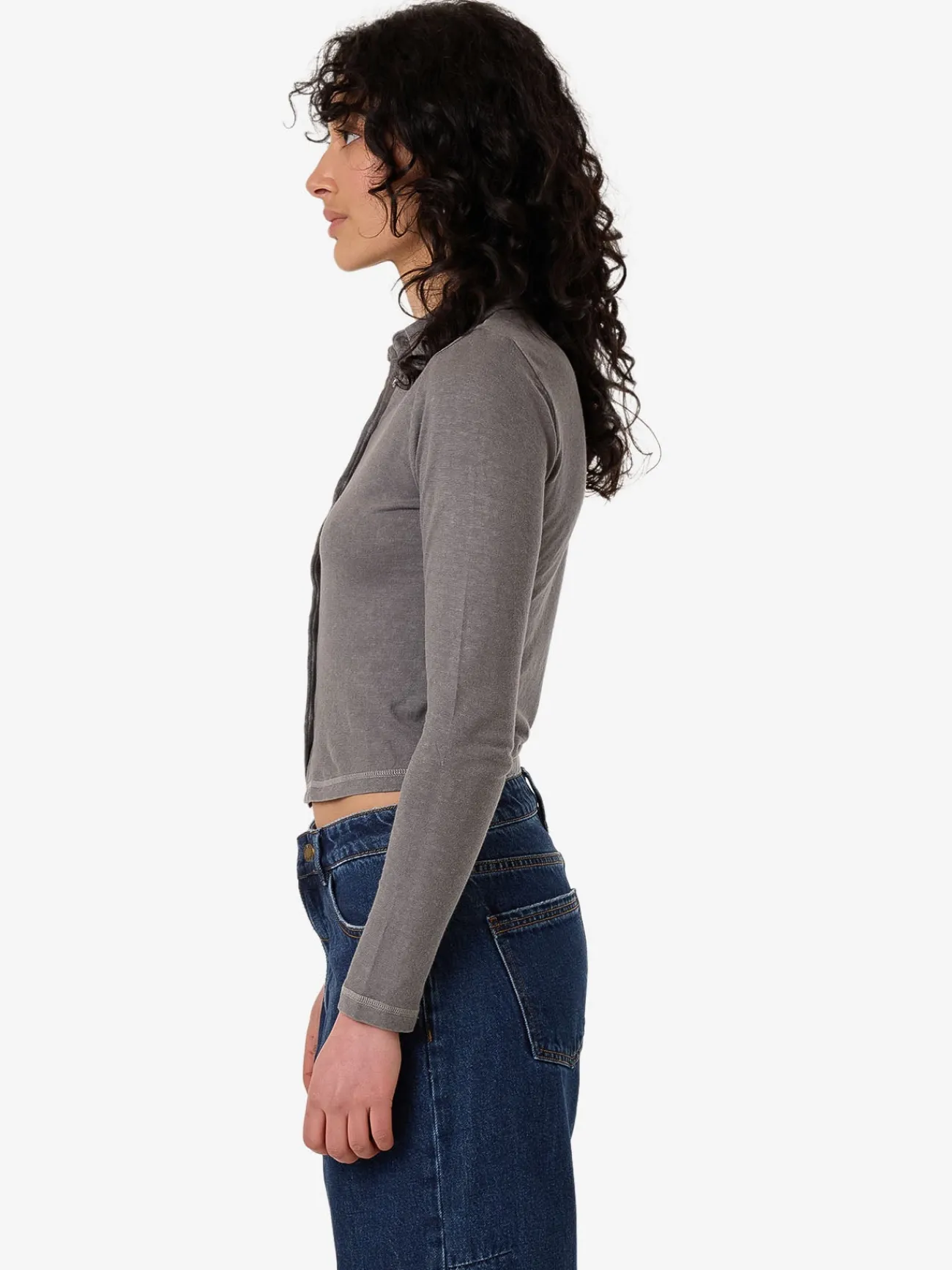 Sale Thrills Hemp Collared Long Sleeve - Grey Ash GreyAsh