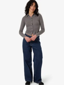 Sale Thrills Hemp Collared Long Sleeve - Grey Ash GreyAsh