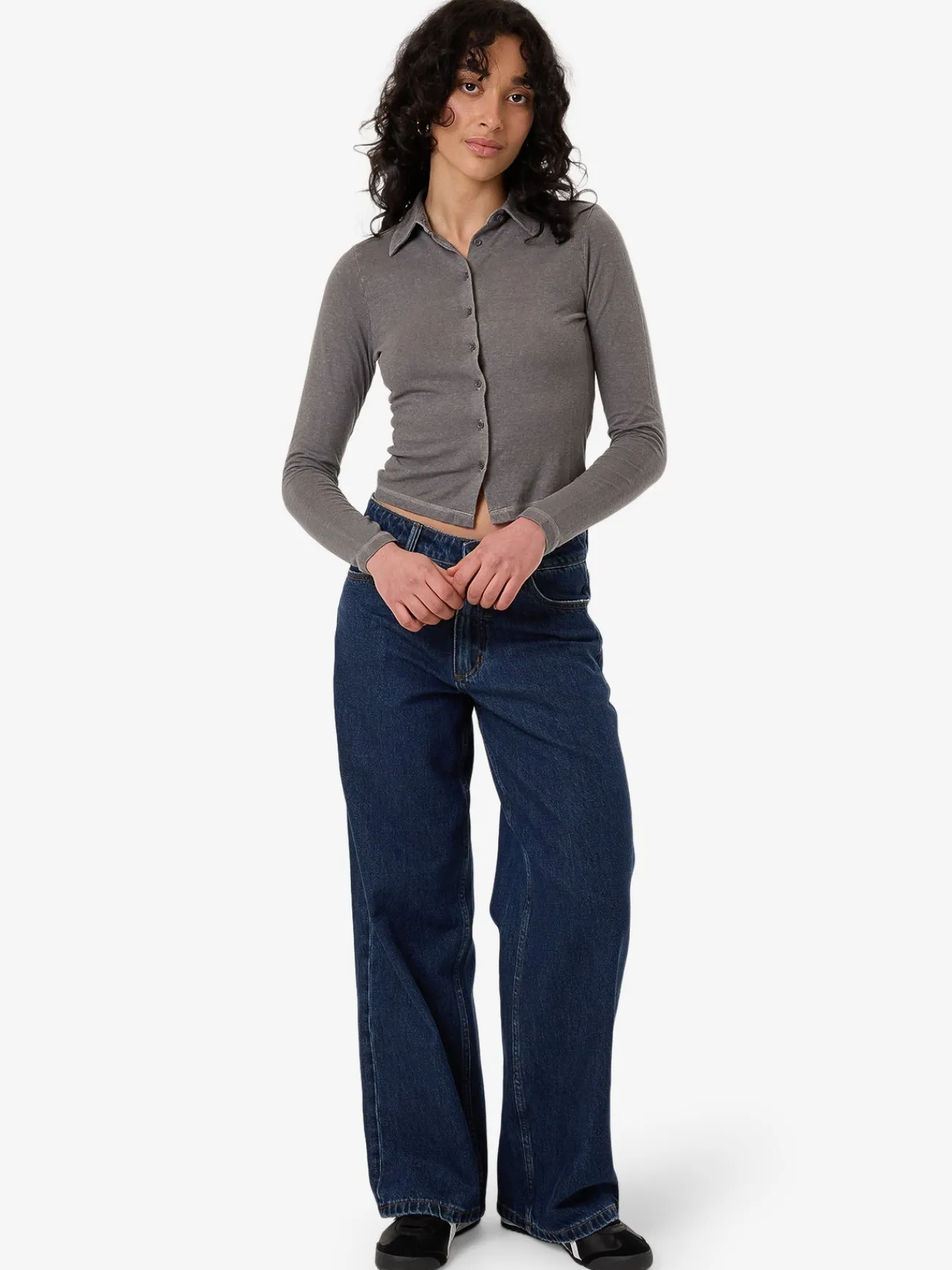 Sale Thrills Hemp Collared Long Sleeve - Grey Ash GreyAsh