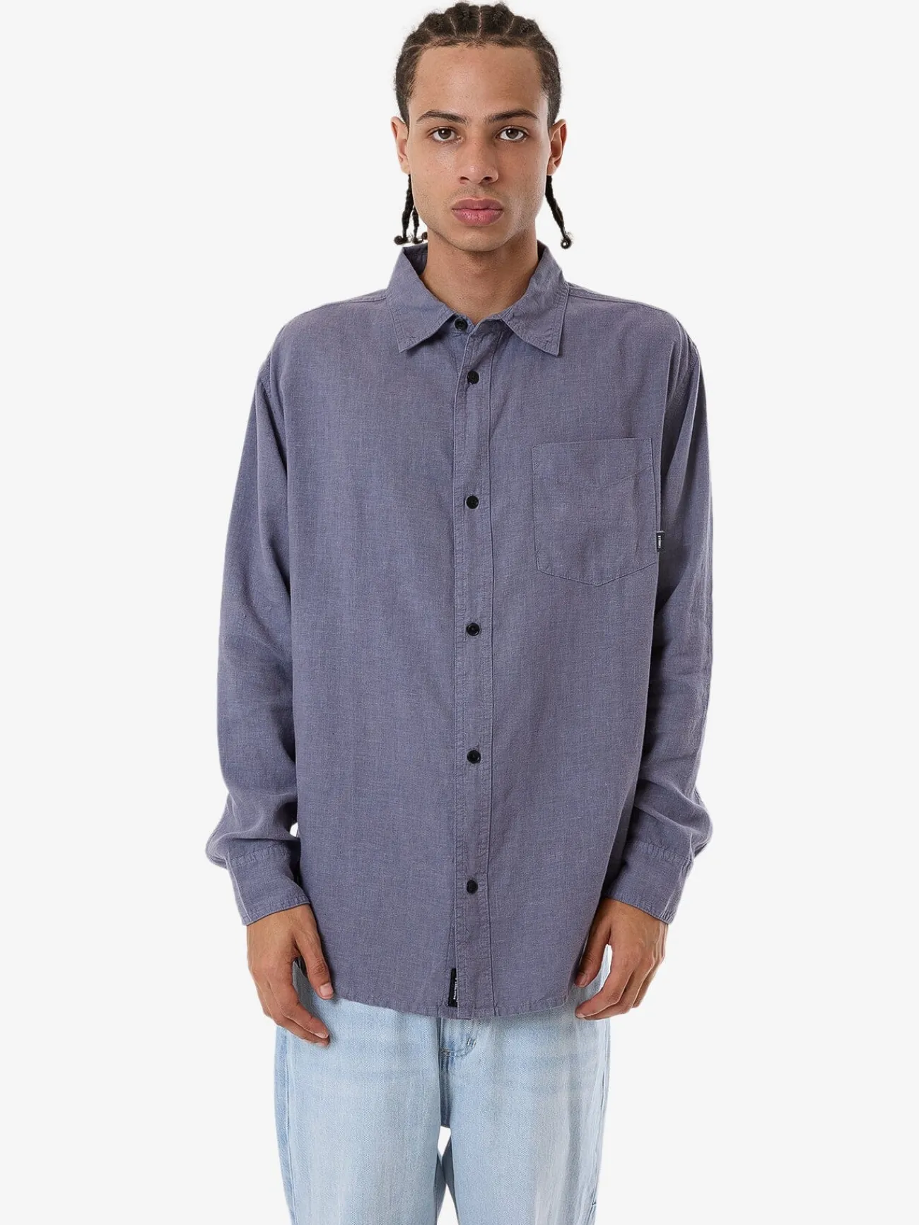 Fashion Thrills Hemp Minimal Oversize Long Sleeve Shirt - Folkstone Grey FolkstoneGrey