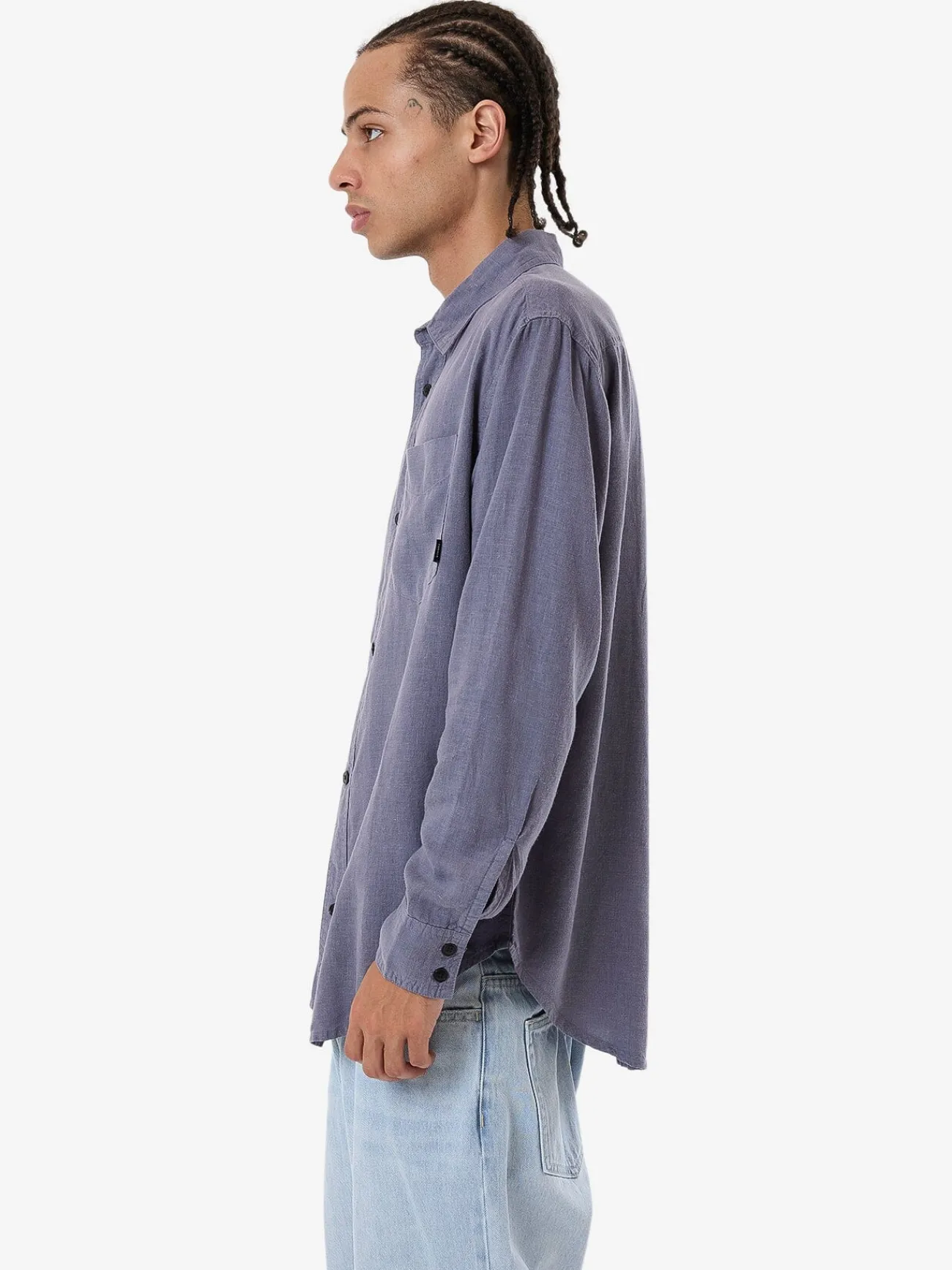 Fashion Thrills Hemp Minimal Oversize Long Sleeve Shirt - Folkstone Grey FolkstoneGrey