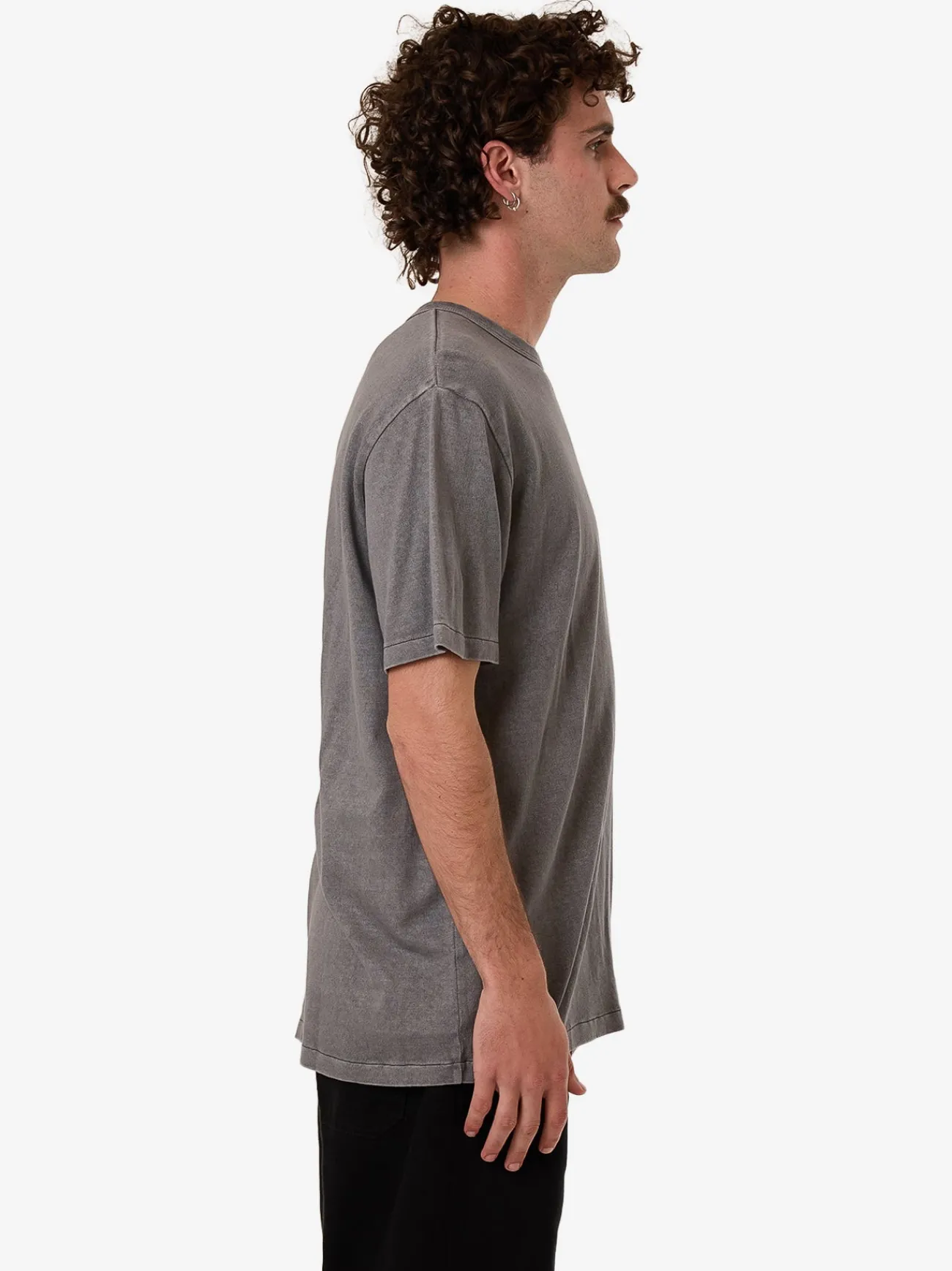 New Thrills Hemp Embro Contrast Stitch Merch Fit Tee - Grey Ash GreyAsh