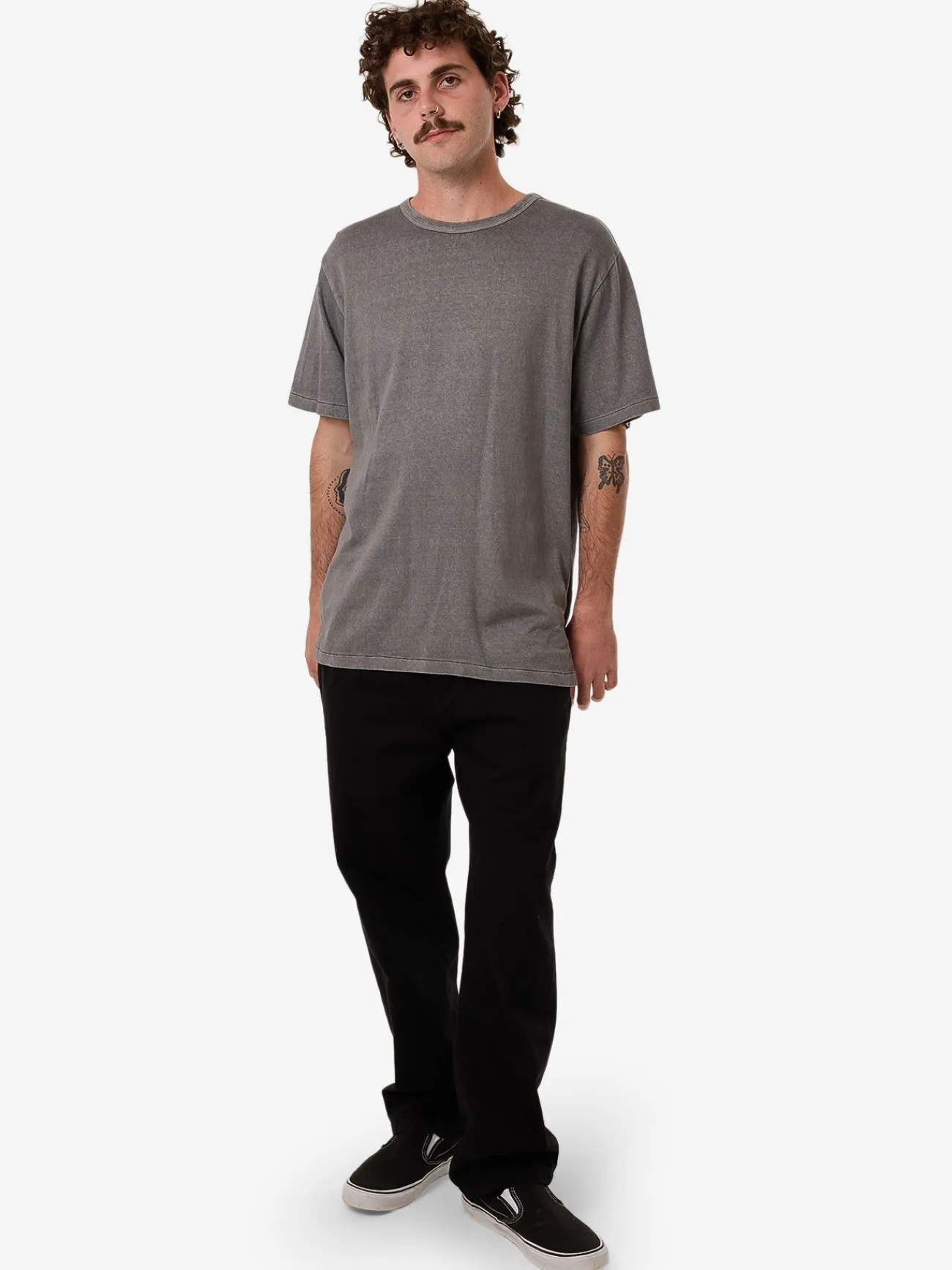 New Thrills Hemp Embro Contrast Stitch Merch Fit Tee - Grey Ash GreyAsh