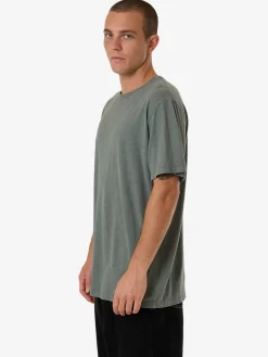 Outlet Thrills Hemp Embro Lightweight Contrast Stitch Merch Fit Tee - Dark Forest DarkForest