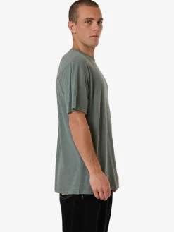 Outlet Thrills Hemp Embro Lightweight Contrast Stitch Merch Fit Tee - Dark Forest DarkForest
