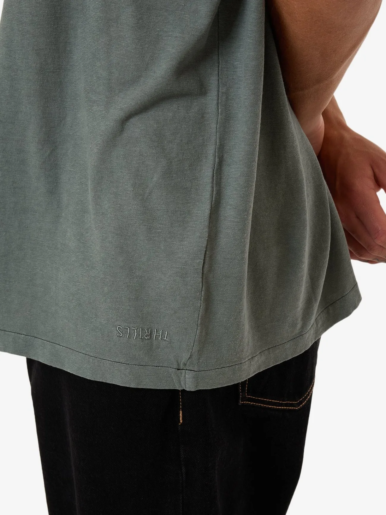Outlet Thrills Hemp Embro Lightweight Contrast Stitch Merch Fit Tee - Dark Forest DarkForest