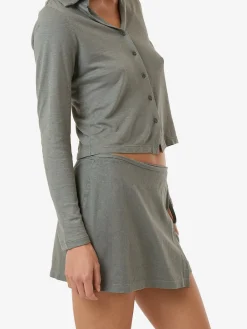 Hot Thrills Hemp Wrap Mini Skirt - Green Smoke GreenSmoke