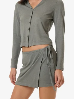 Hot Thrills Hemp Wrap Mini Skirt - Green Smoke GreenSmoke