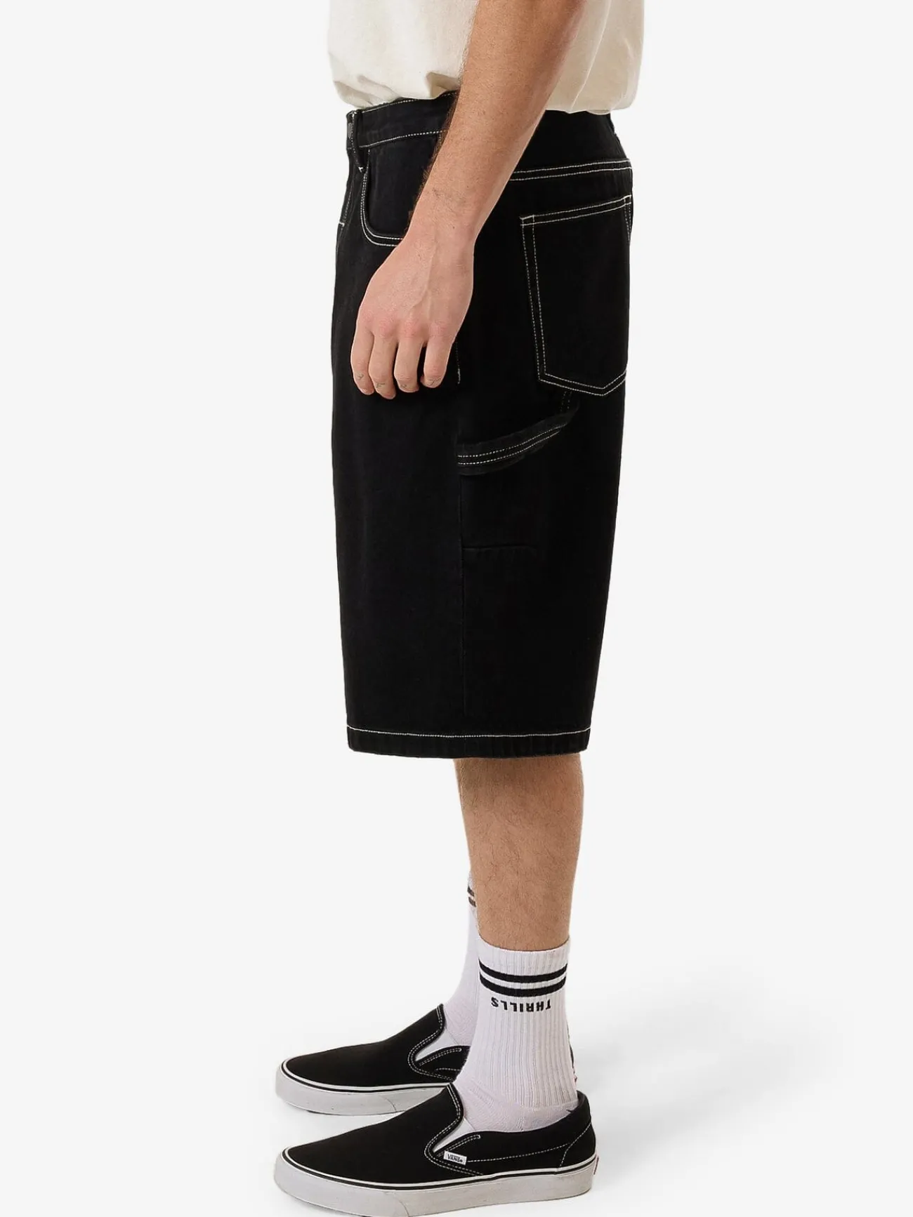Sale Thrills High Power Big Slacker Denim Short - Black Rinse BlackRinse