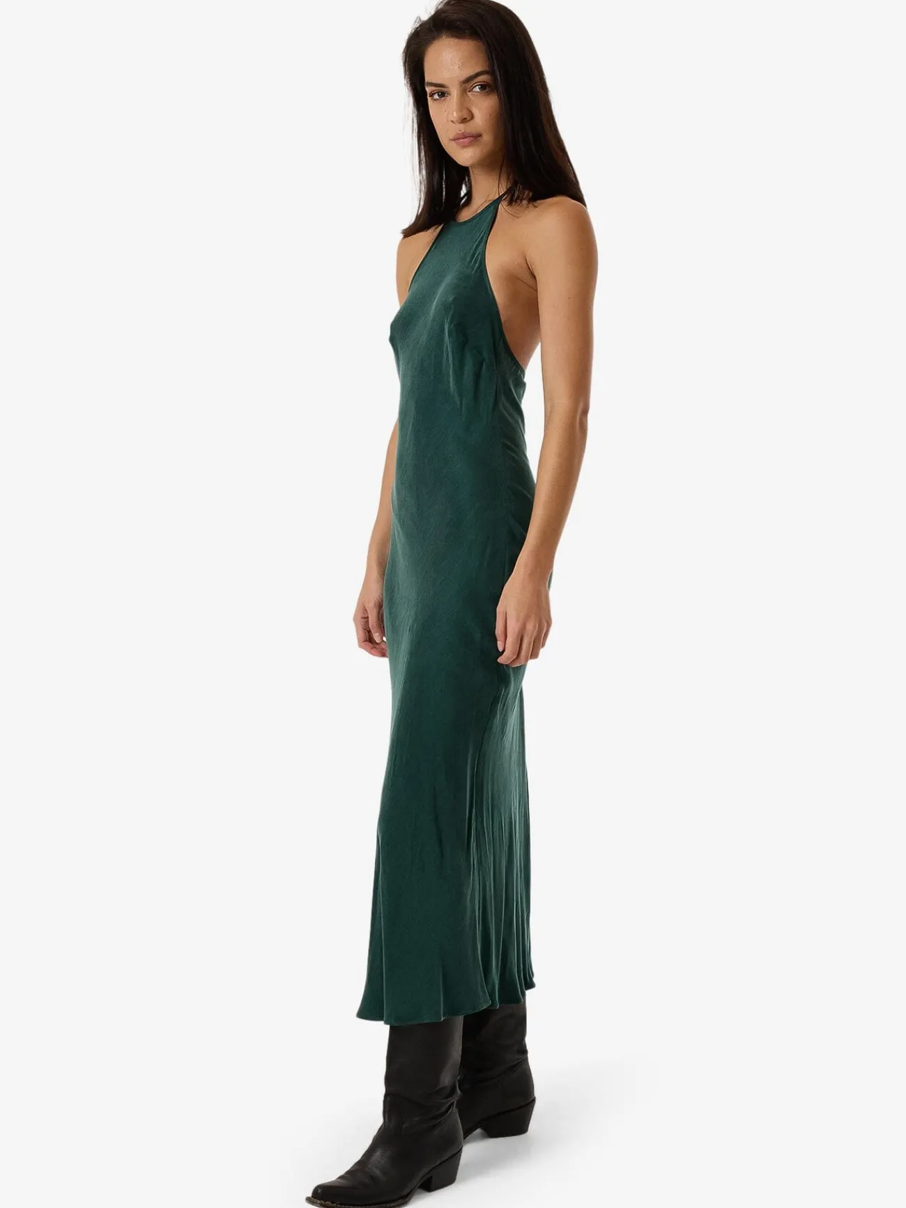 Sale Thrills Jett Halter Bias Dress - Deep Emerald DeepEmerald