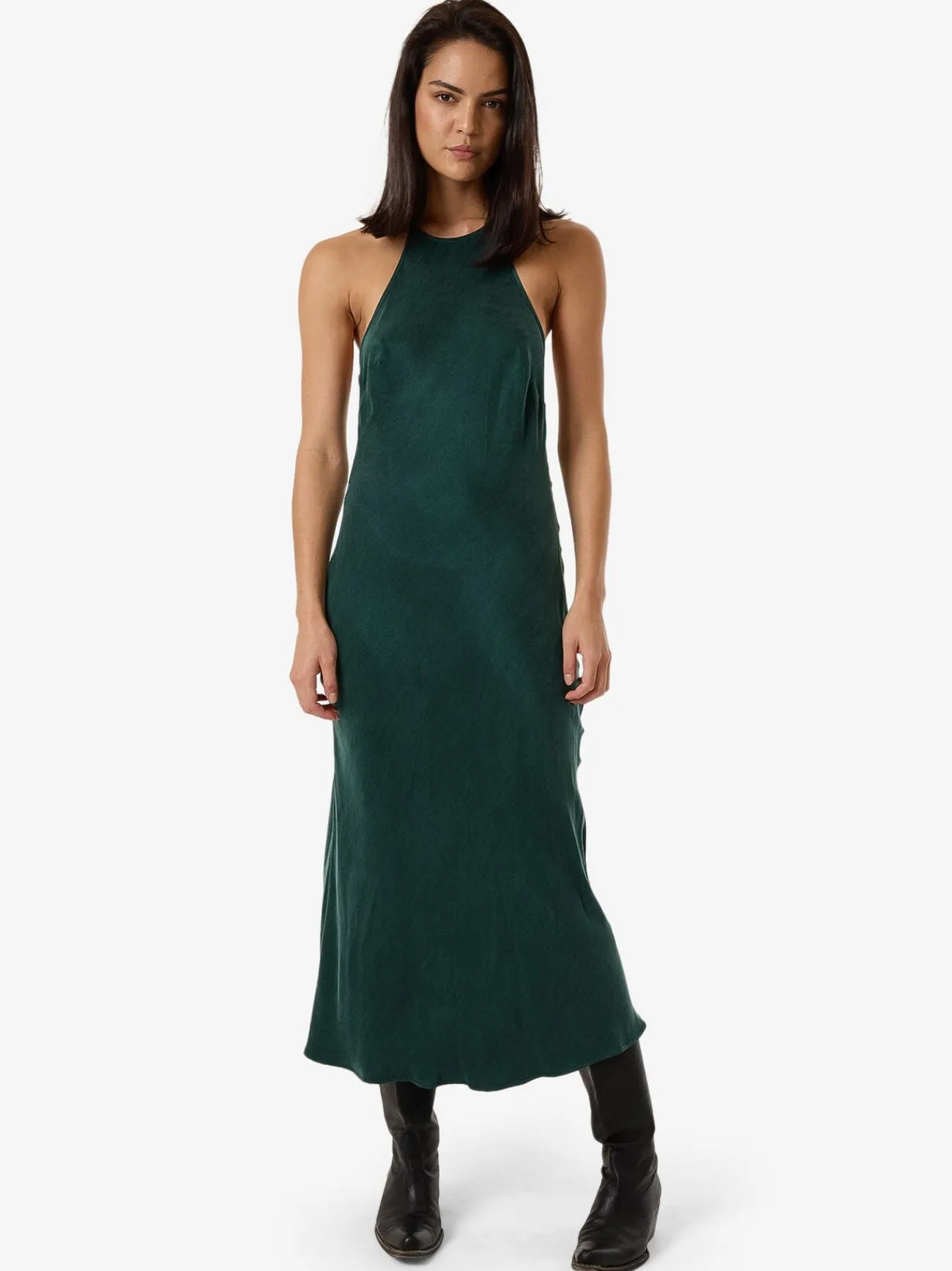 Sale Thrills Jett Halter Bias Dress - Deep Emerald DeepEmerald