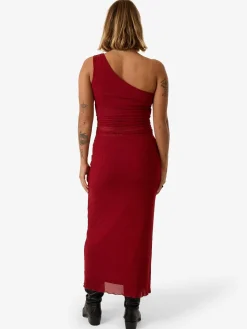 Hot Thrills Levitation Mesh Skirt - Red Dahlia RedDahlia