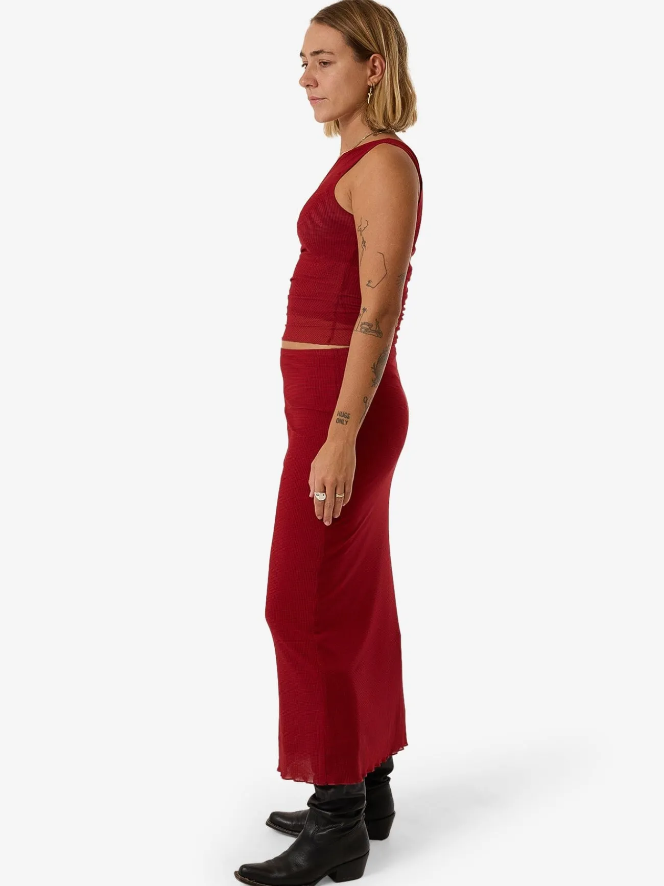 Hot Thrills Levitation Mesh Skirt - Red Dahlia RedDahlia