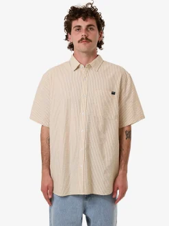 New Thrills Locked In Stripe Short Sleeve Shirt - Heritage White HeritageWhite