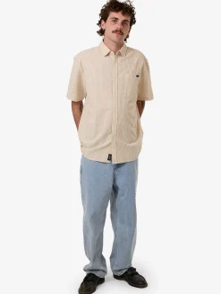 New Thrills Locked In Stripe Short Sleeve Shirt - Heritage White HeritageWhite