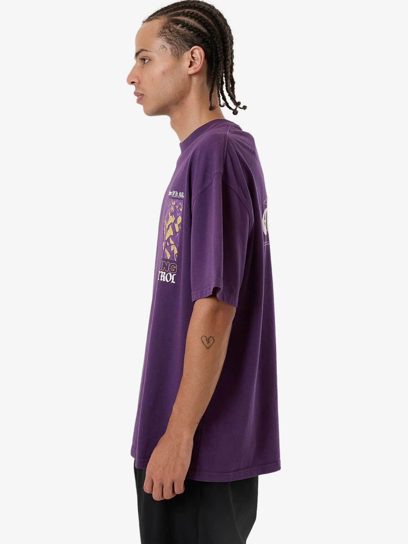 Discount Thrills Losing Control Box Fit Oversize Tee - Purple Penant PurplePenant