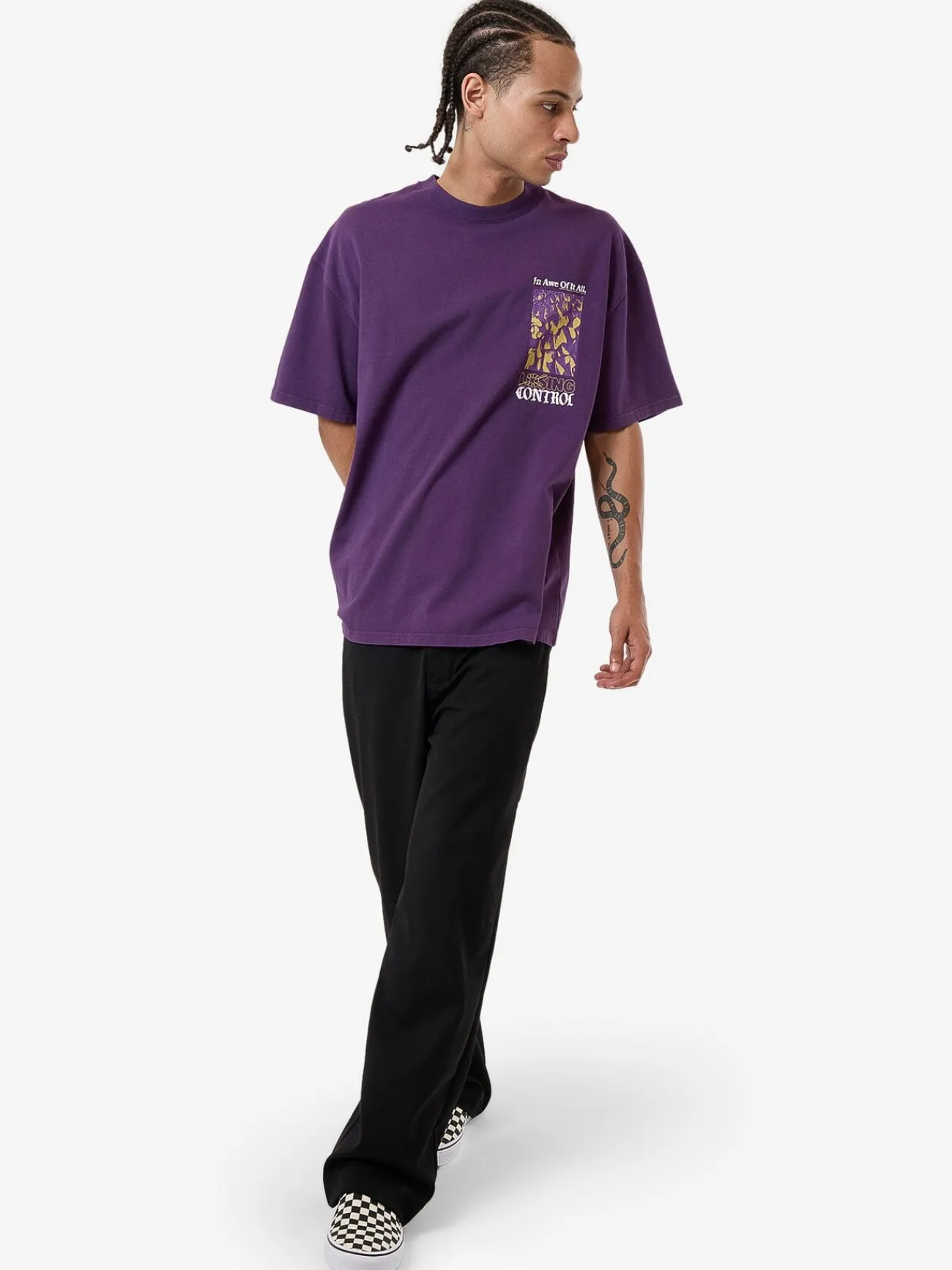 Discount Thrills Losing Control Box Fit Oversize Tee - Purple Penant PurplePenant