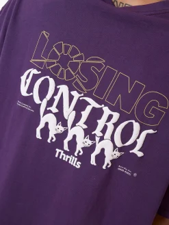 Discount Thrills Losing Control Box Fit Oversize Tee - Purple Penant PurplePenant