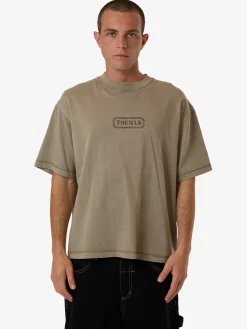 Hot Thrills Lost In Paradise Embro Box Fit Oversize Short Tee - Aluminium