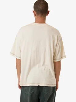 Hot Thrills Lost In Paradise Embro Box Fit Oversize Short Tee - Unbleached