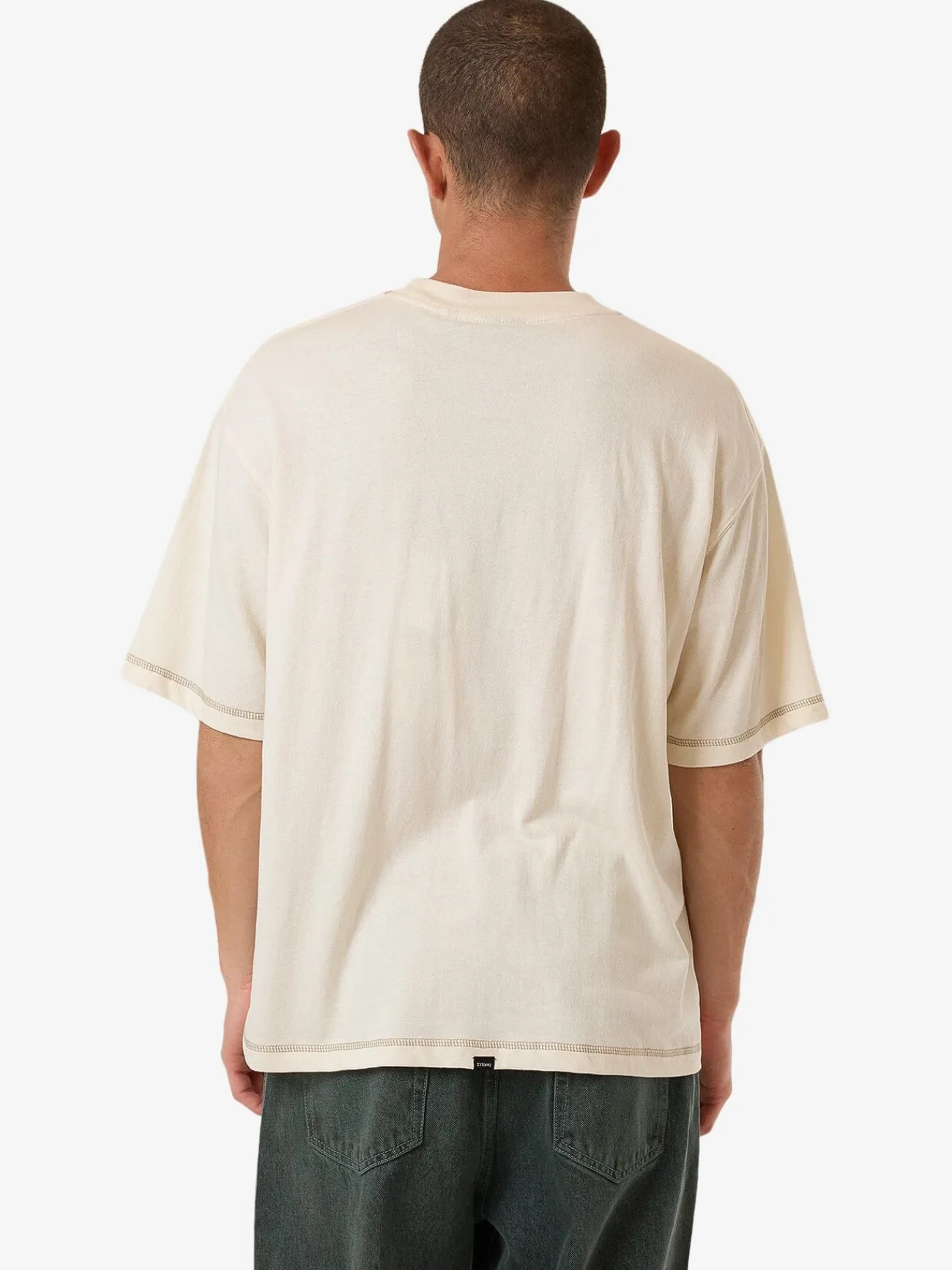 Hot Thrills Lost In Paradise Embro Box Fit Oversize Short Tee - Unbleached