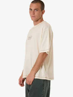 Hot Thrills Lost In Paradise Embro Box Fit Oversize Short Tee - Unbleached