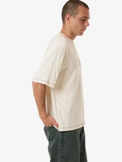 Hot Thrills Lost In Paradise Embro Box Fit Oversize Short Tee - Unbleached