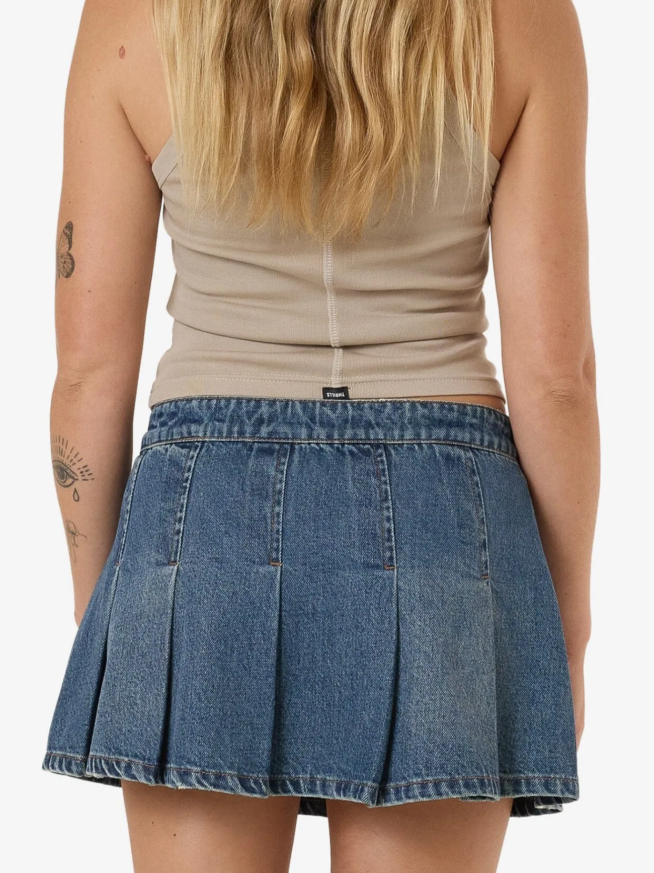 Discount Thrills Lucie Pleated Skirt - Vintage Indigo Fade VintageIndigoFade