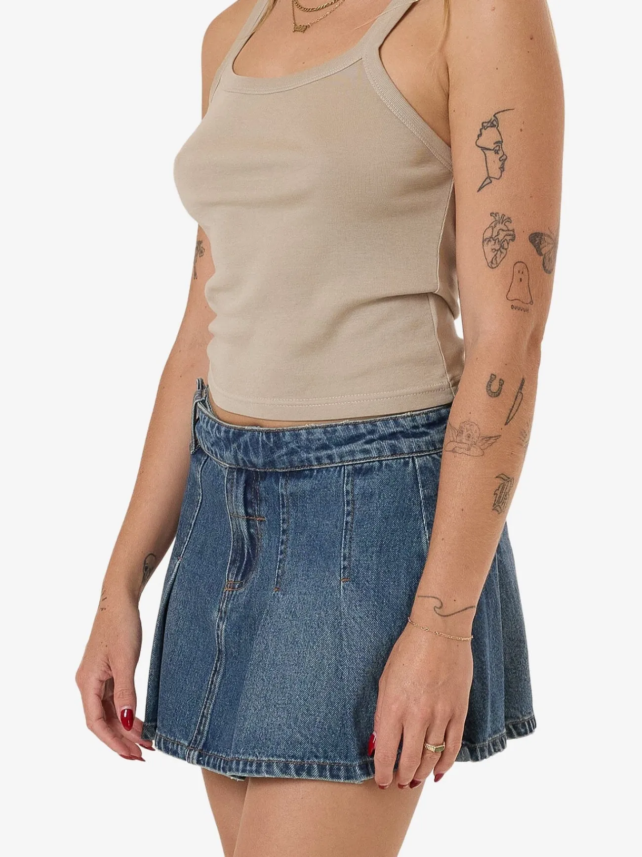 Discount Thrills Lucie Pleated Skirt - Vintage Indigo Fade VintageIndigoFade