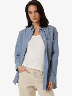 Outlet Thrills Maxwell Poplin Oversized Shirt - Dusty Blue DustyBlue