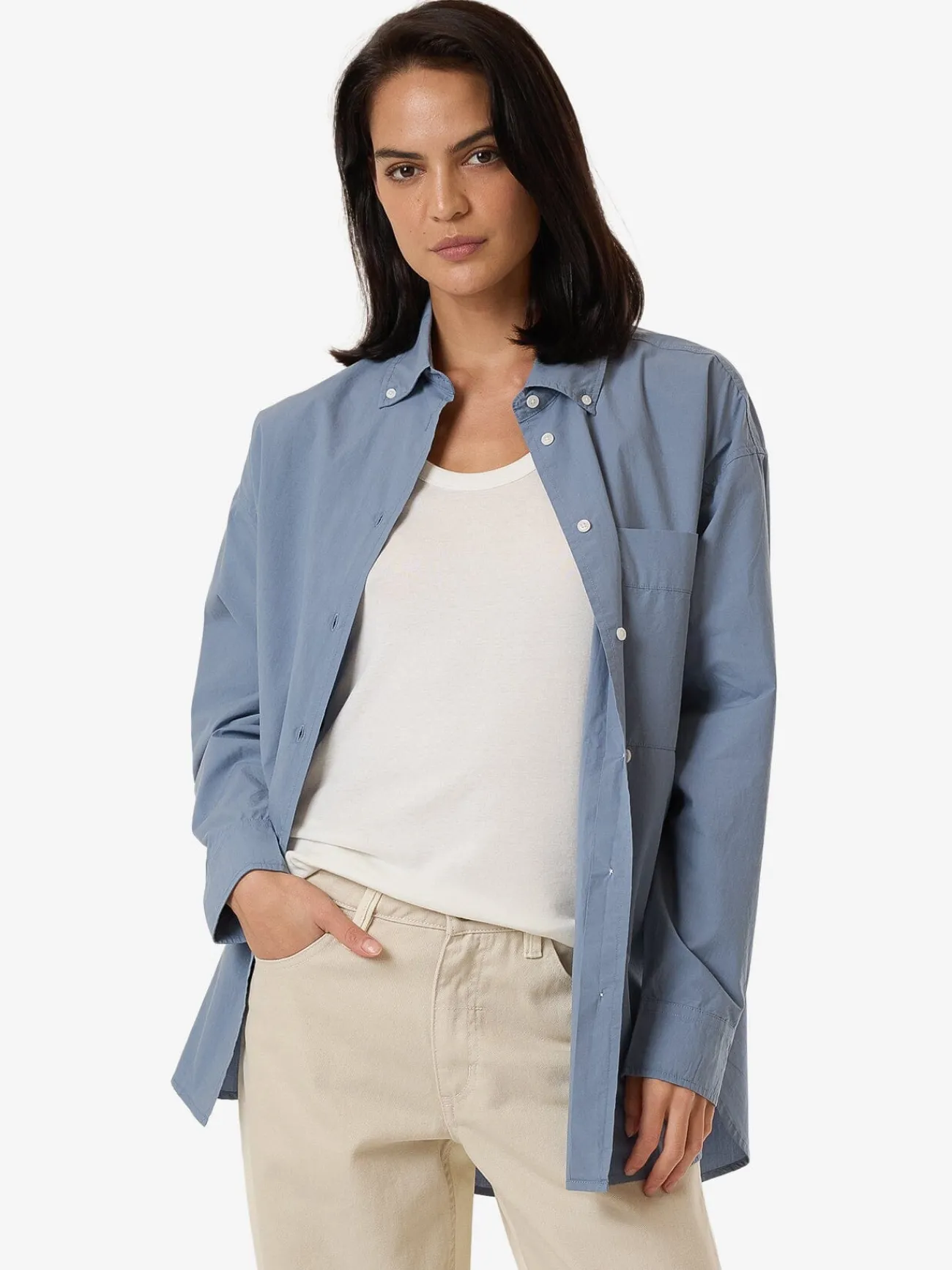 Outlet Thrills Maxwell Poplin Oversized Shirt - Dusty Blue DustyBlue