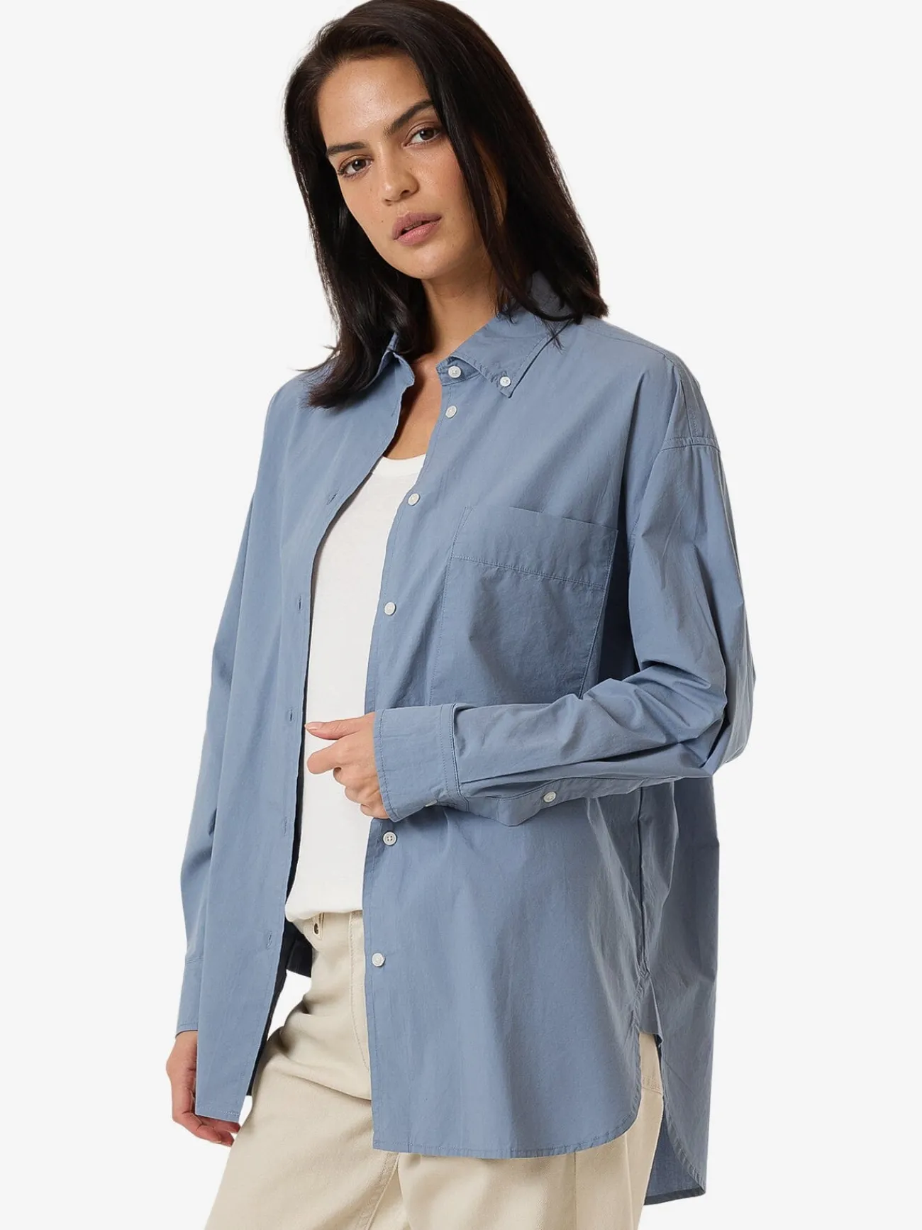 Outlet Thrills Maxwell Poplin Oversized Shirt - Dusty Blue DustyBlue