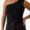 Clearance Thrills Mesh One Shoulder Top - Black