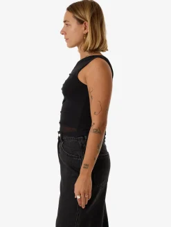 Clearance Thrills Mesh One Shoulder Top - Black