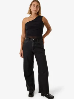 Clearance Thrills Mesh One Shoulder Top - Black