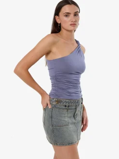 New Thrills Mimi One Sholder Top - Slate