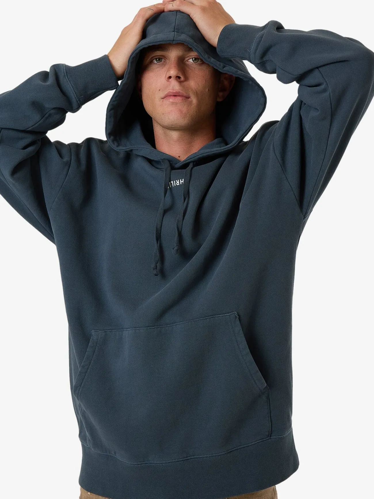 Fashion Thrills Minimal Thrill Slouch Pull On Hood - Dark Slate DarkSlate